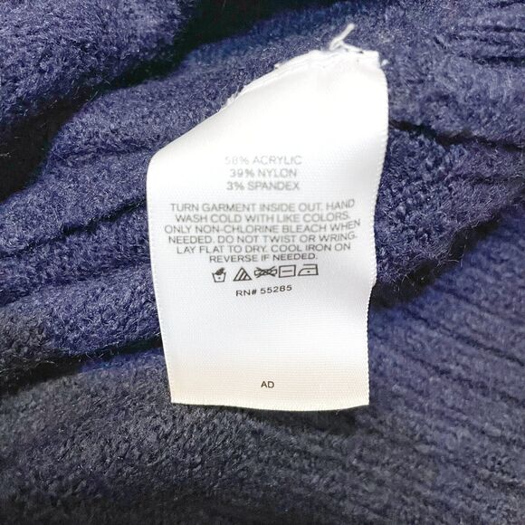 Express Chevron Beaded Blouson Long Puff Sleeve Navy Blue Sweater XS - Picture 5 of 5